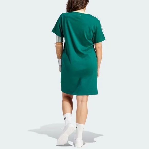 Adidas Original VRCT 3 Stripes T-Shirt Dress Green Size Small - Picture 2 of 11